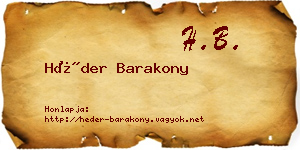 Héder Barakony névjegykártya